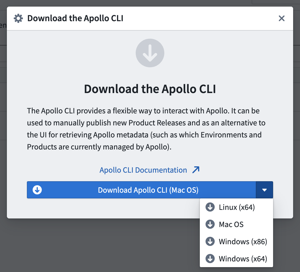 Apollo CLI Download Modal