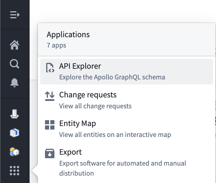The API explorer interface in Apollo showing the GraphQL query panel.