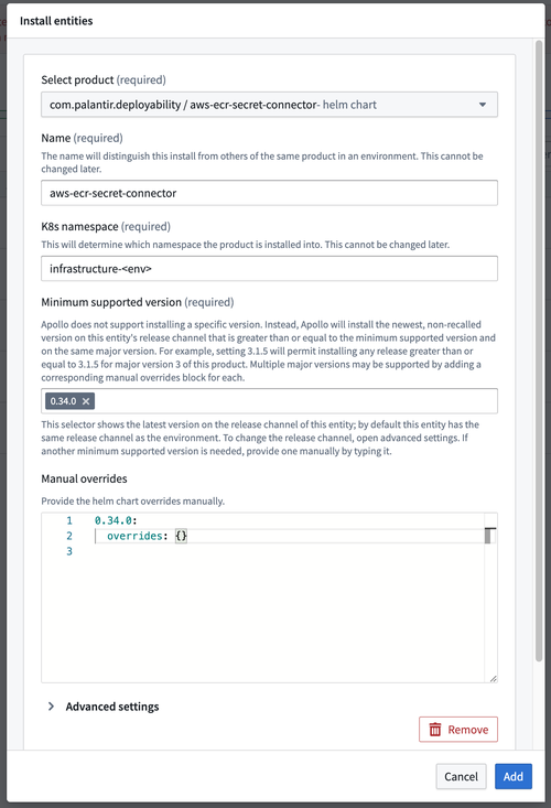 Install the aws-ecr-secret-connector Product in Environment.