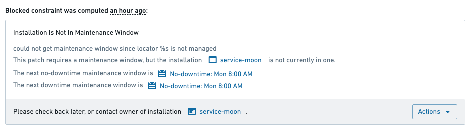 Blocked maintenance window