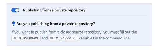 The Publishing from a private repository option is toggled on.