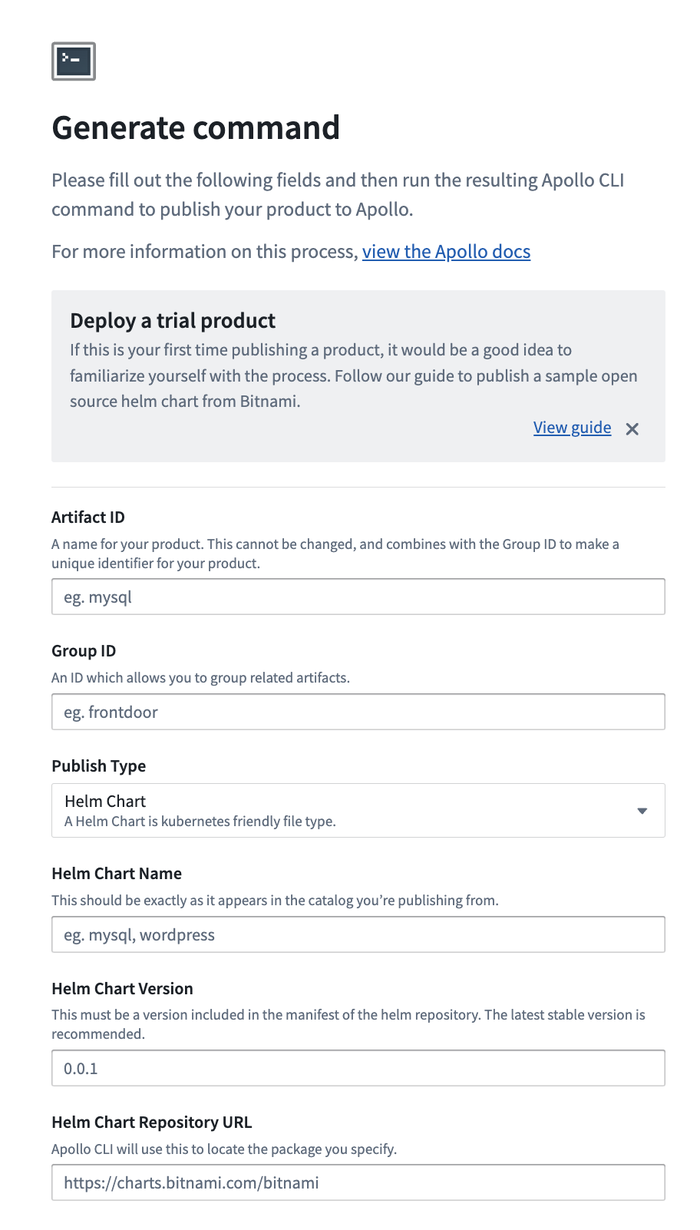 The generate command step of the Product publishing workdflow.