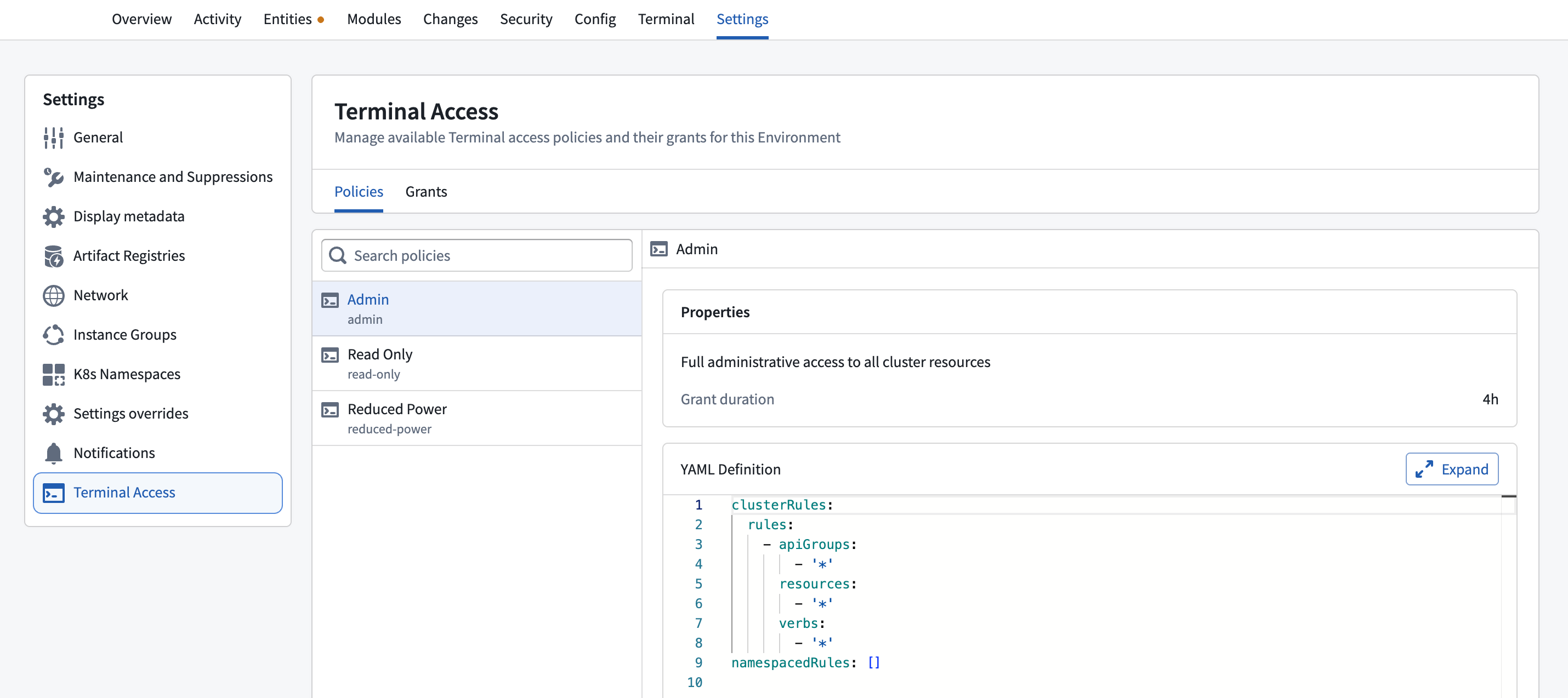Check access policies.