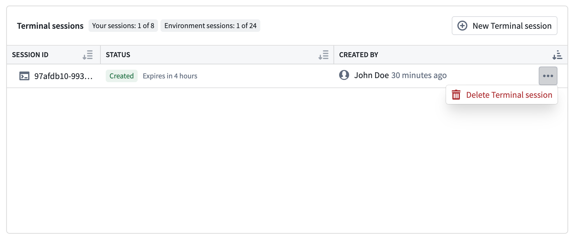 Delete the session if needed.