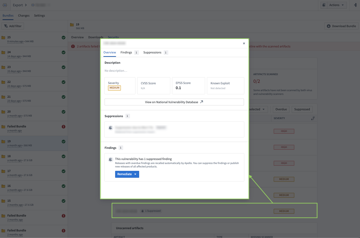Bundle security dialog