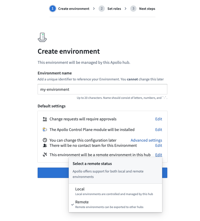 Creating a remote environment