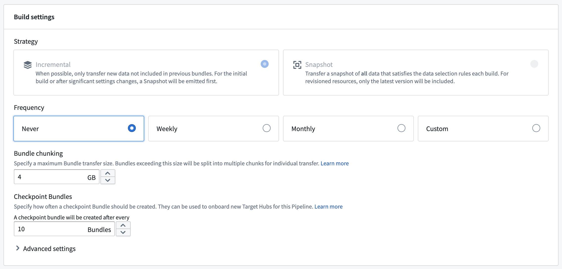 Default Checkpoint Bundle Setting