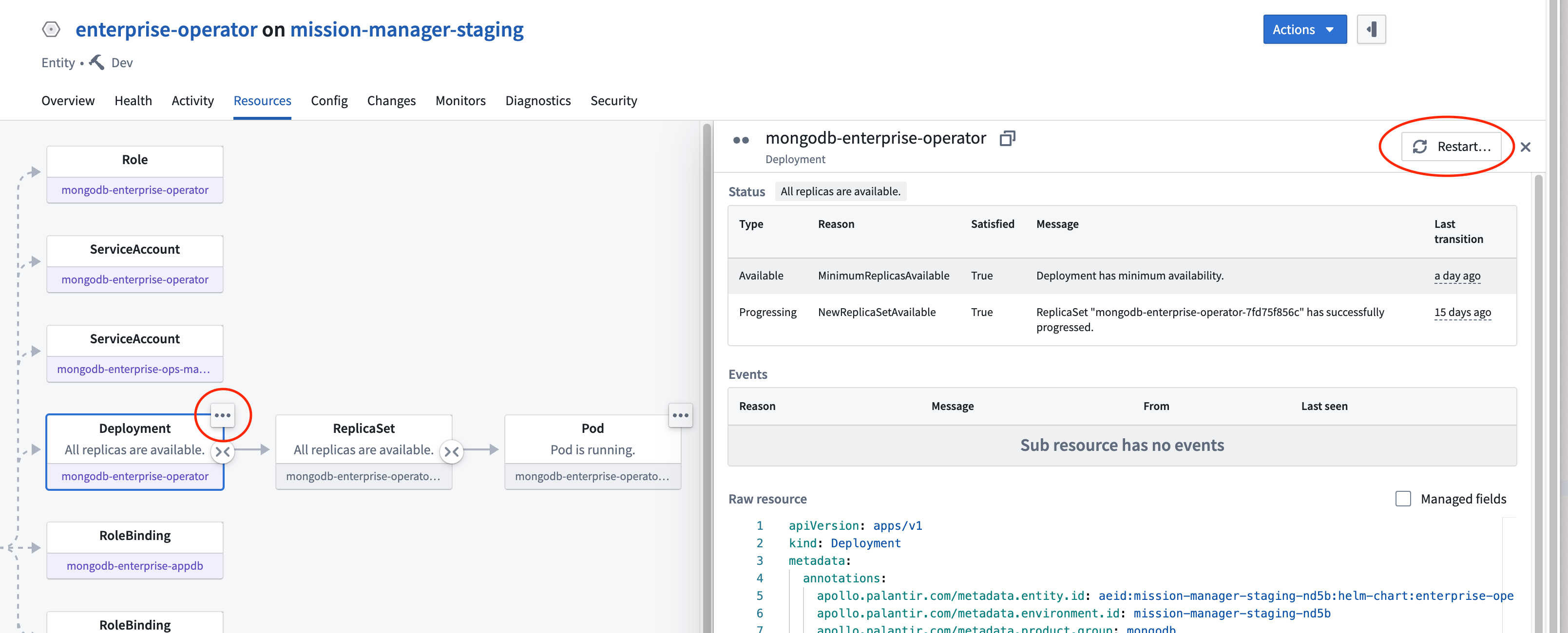 Helm chart resource restart