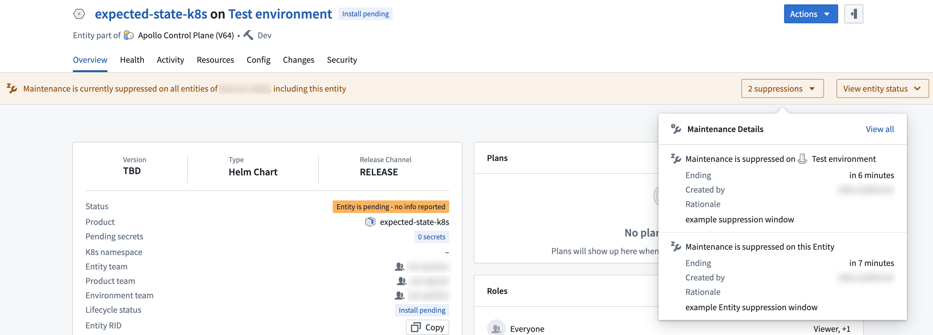 Entity suppression banner.
