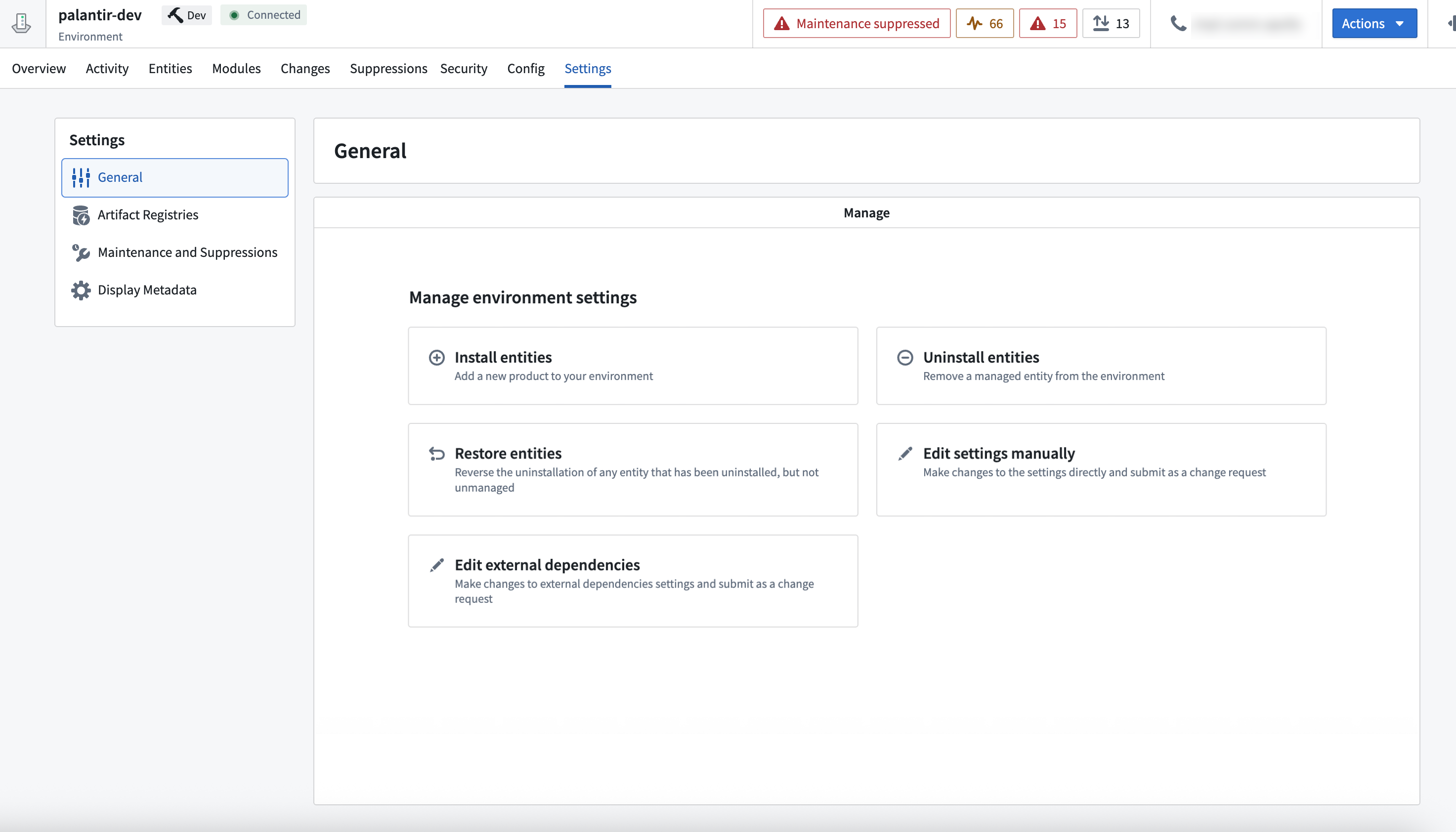 General Environment settings.