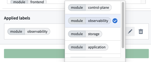 The options to edit a label are expanded. Apollo will display all possible label values that correspond with the selected label ID.