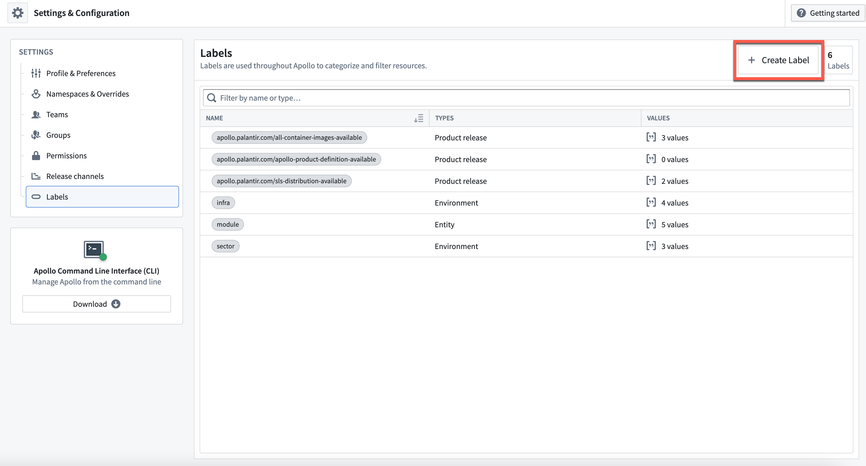 The Create label button on the label settings page is highlighted.