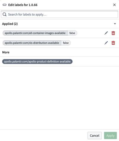 Add and edit label IDs and values for a Product Release.