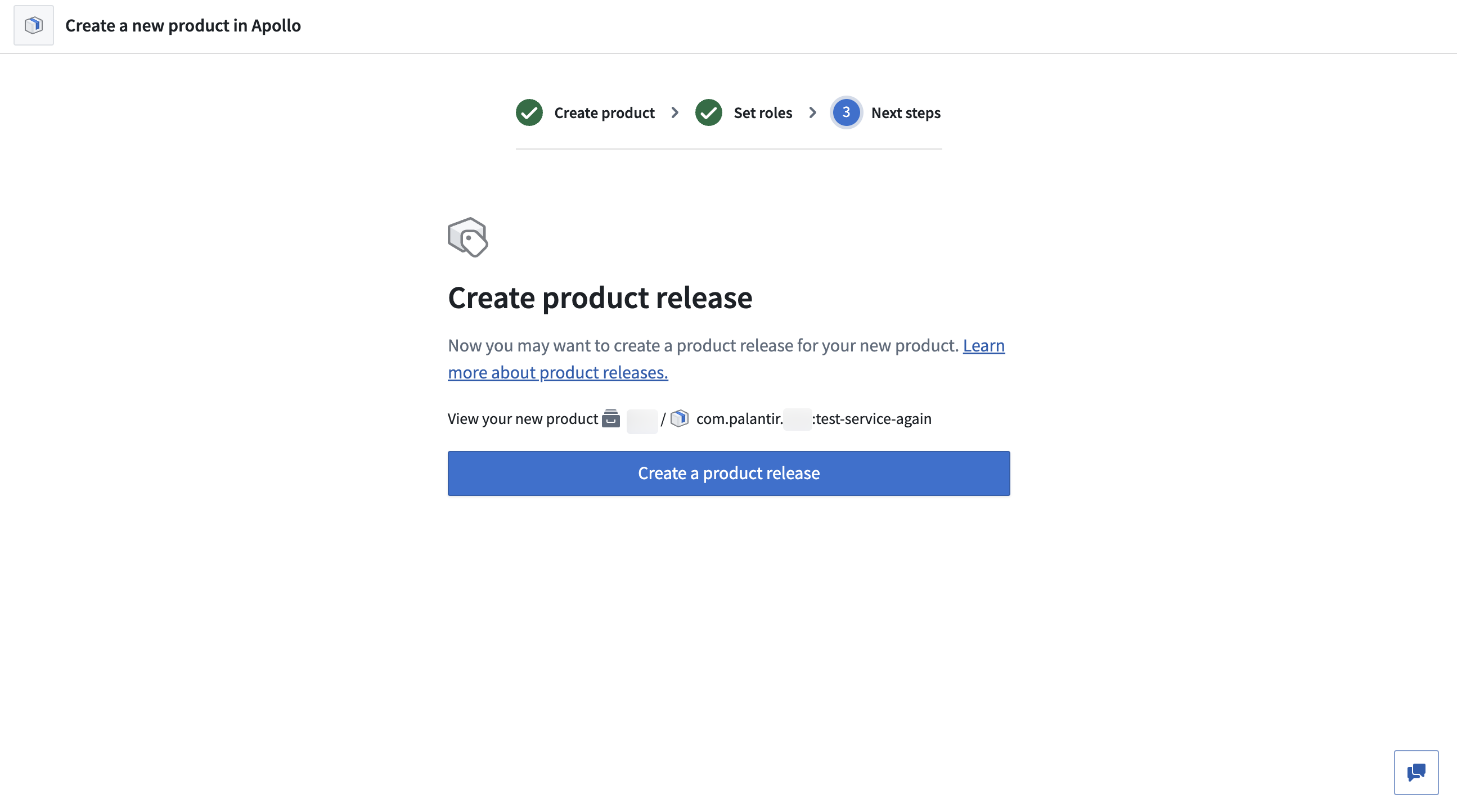 "Create product release" step