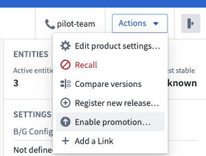 You can resume a promotion manually by selecting Enable promotion in the Actions dropdown menu.