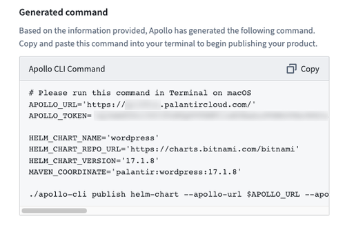 The publish product command.