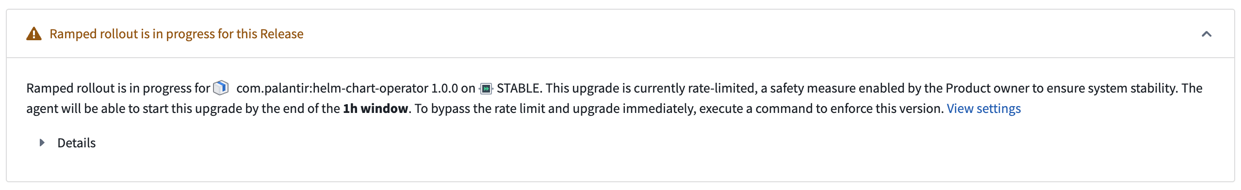 Screenshot of Entity Activity tab showing a ramped rollout constraint.