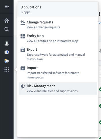 The Risk Management application in the left sidebar.