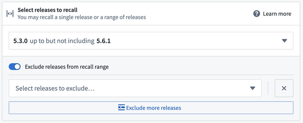 Exclude releases from recall range is selected.