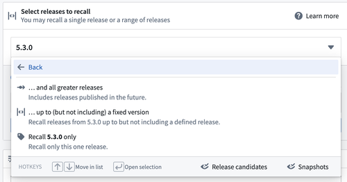 The possible recall ranges are shown.