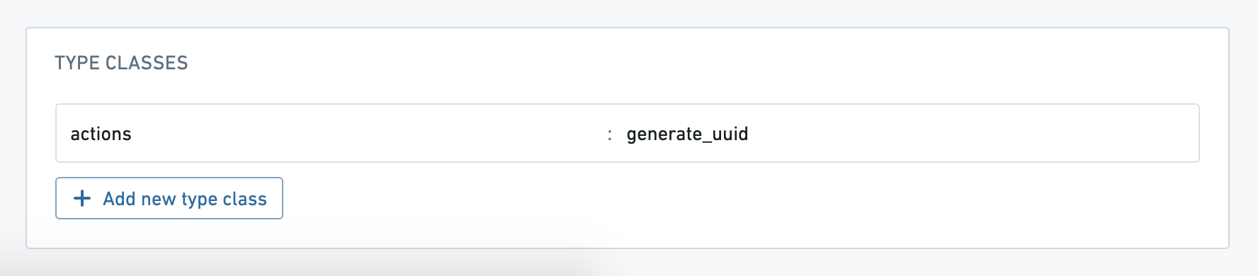 Configuring a type class prefill
