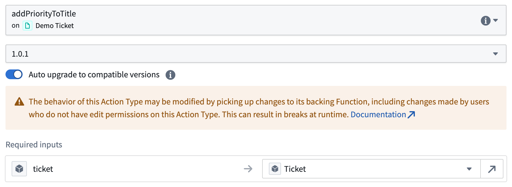 How to enable auto upgrades for a Function-backed Action