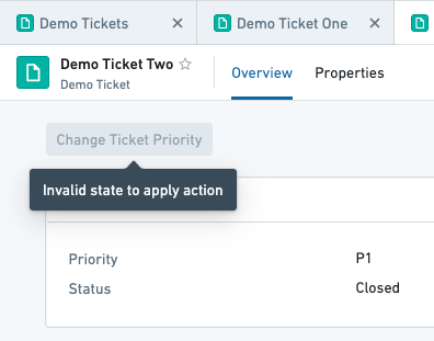 Submission criteria prevents Action from running on closed ticket