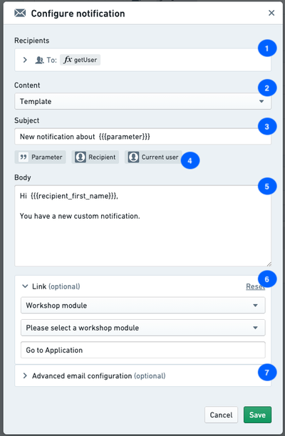 Example notification Configuration Labelled