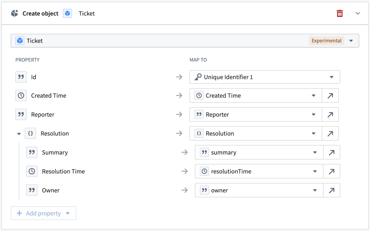 Struct property field mappings.