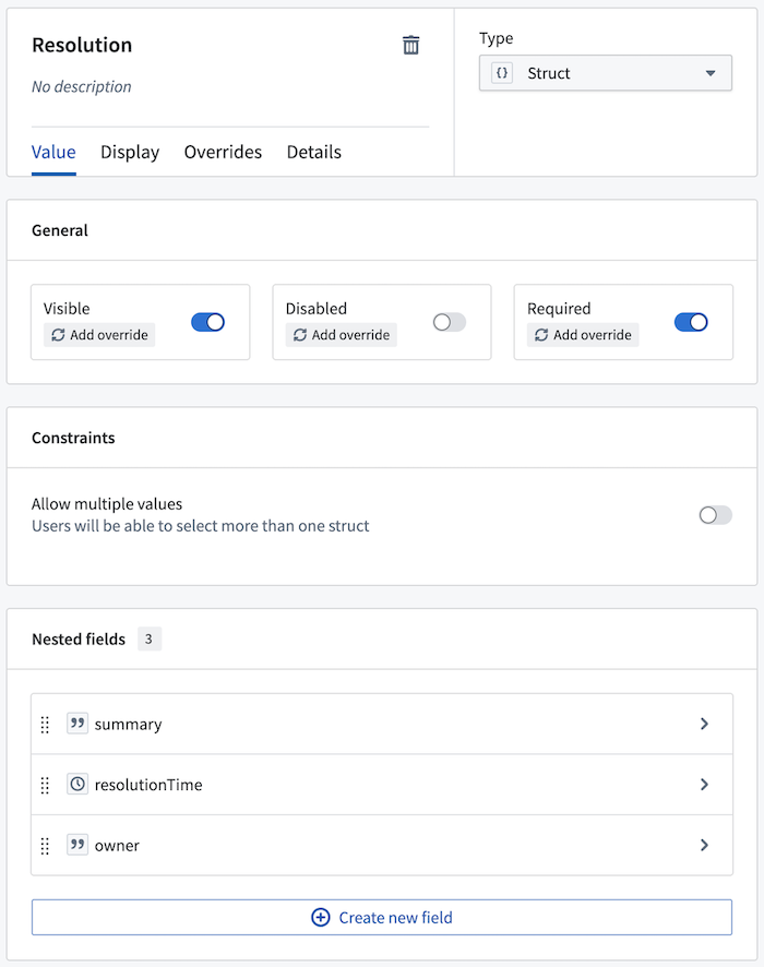 A struct parameter with nested fields.