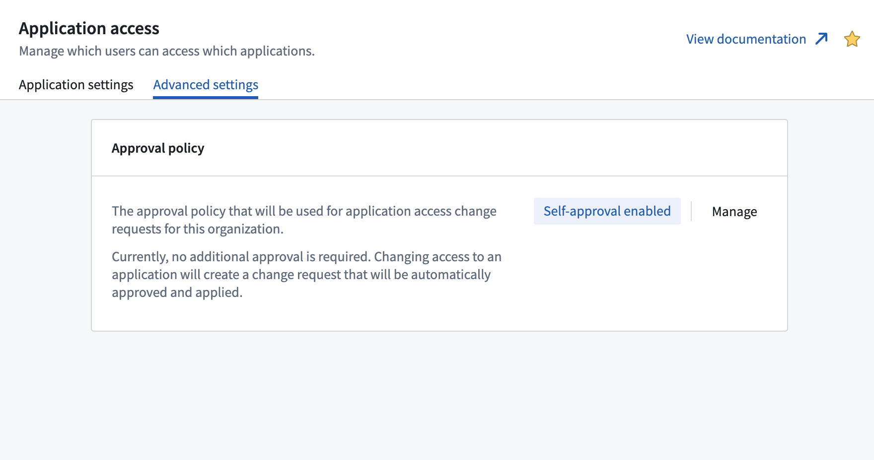 Application access advanced settings