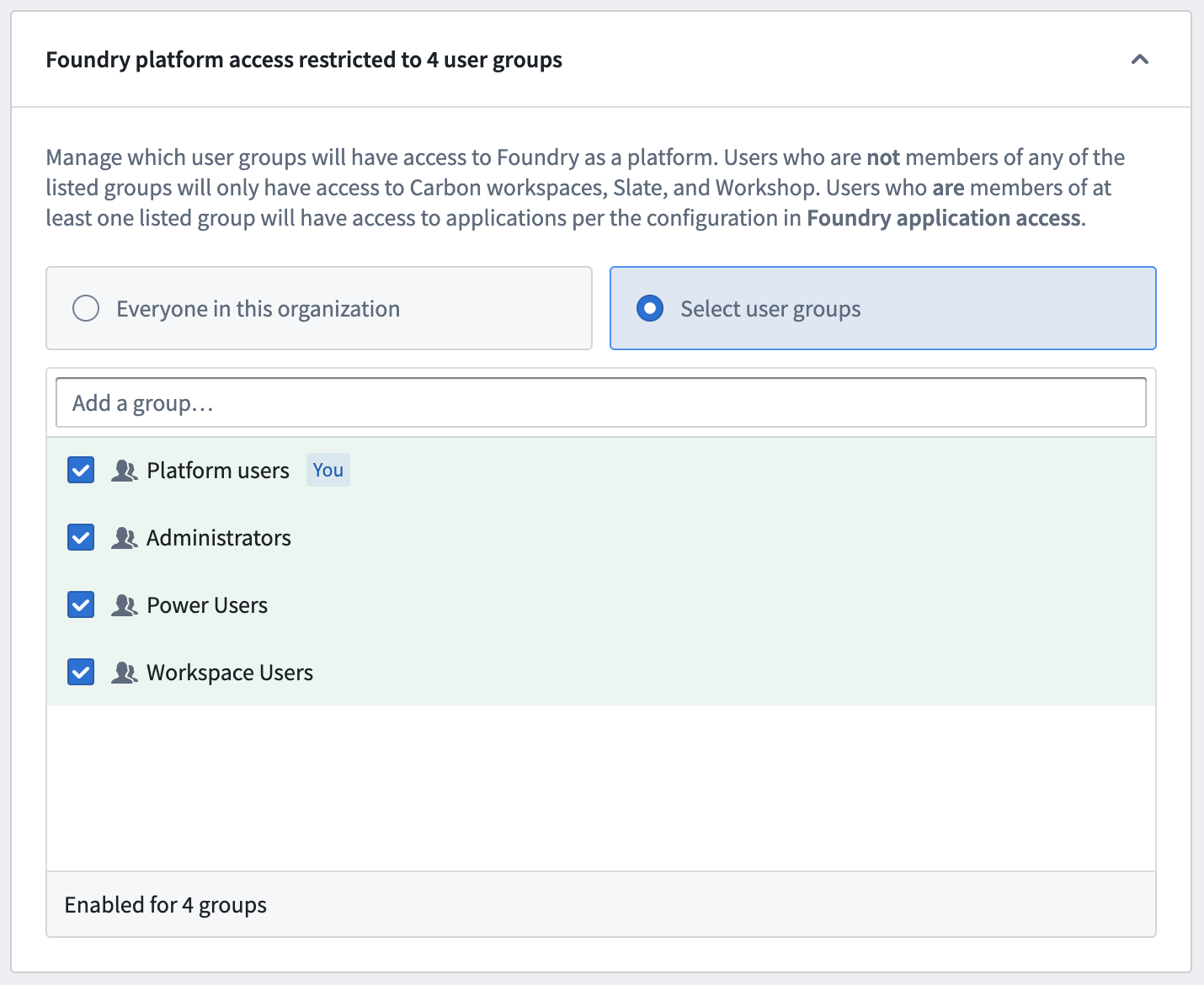 Configure platform access