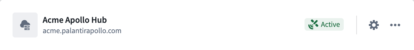 A connected hub displaying a valid connection status.