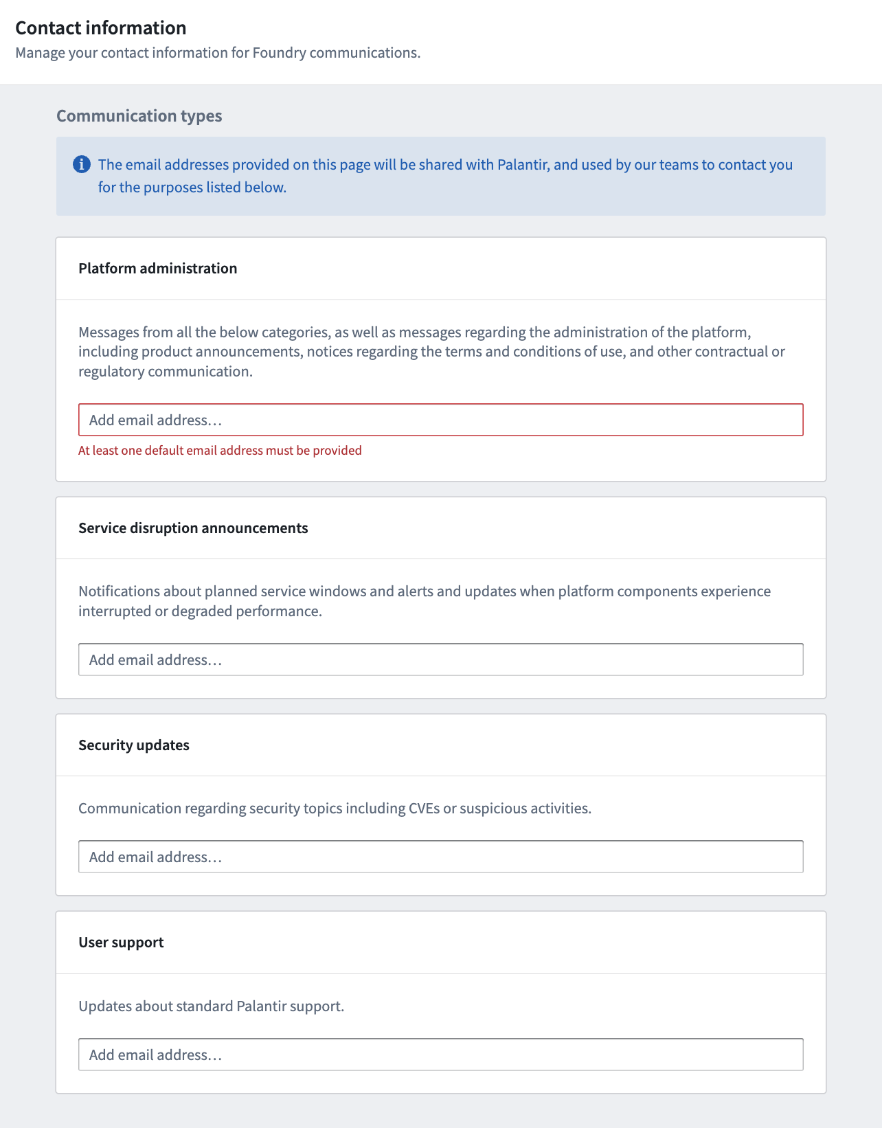 contact information configuration channels