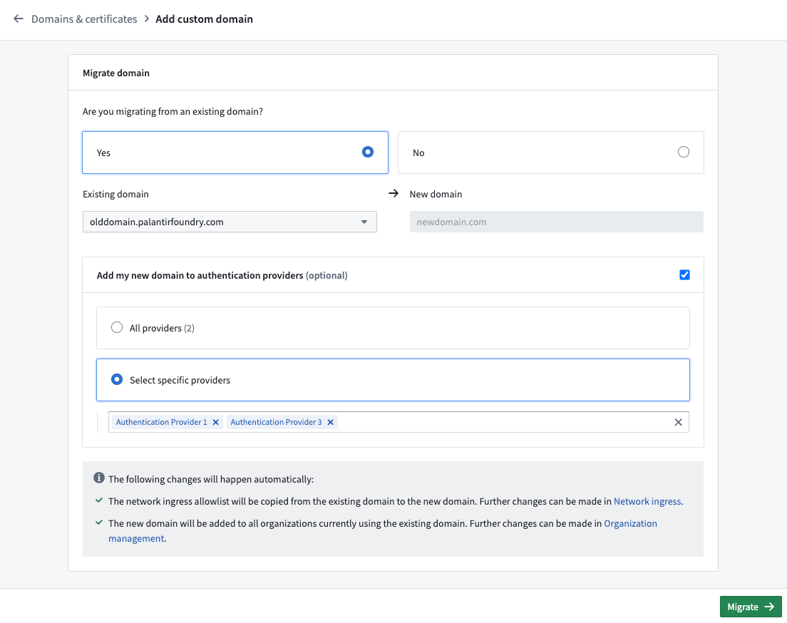 Migrating from an existing domain.