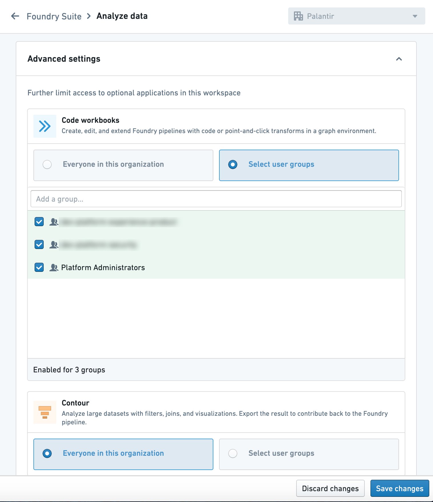 Granular application settings