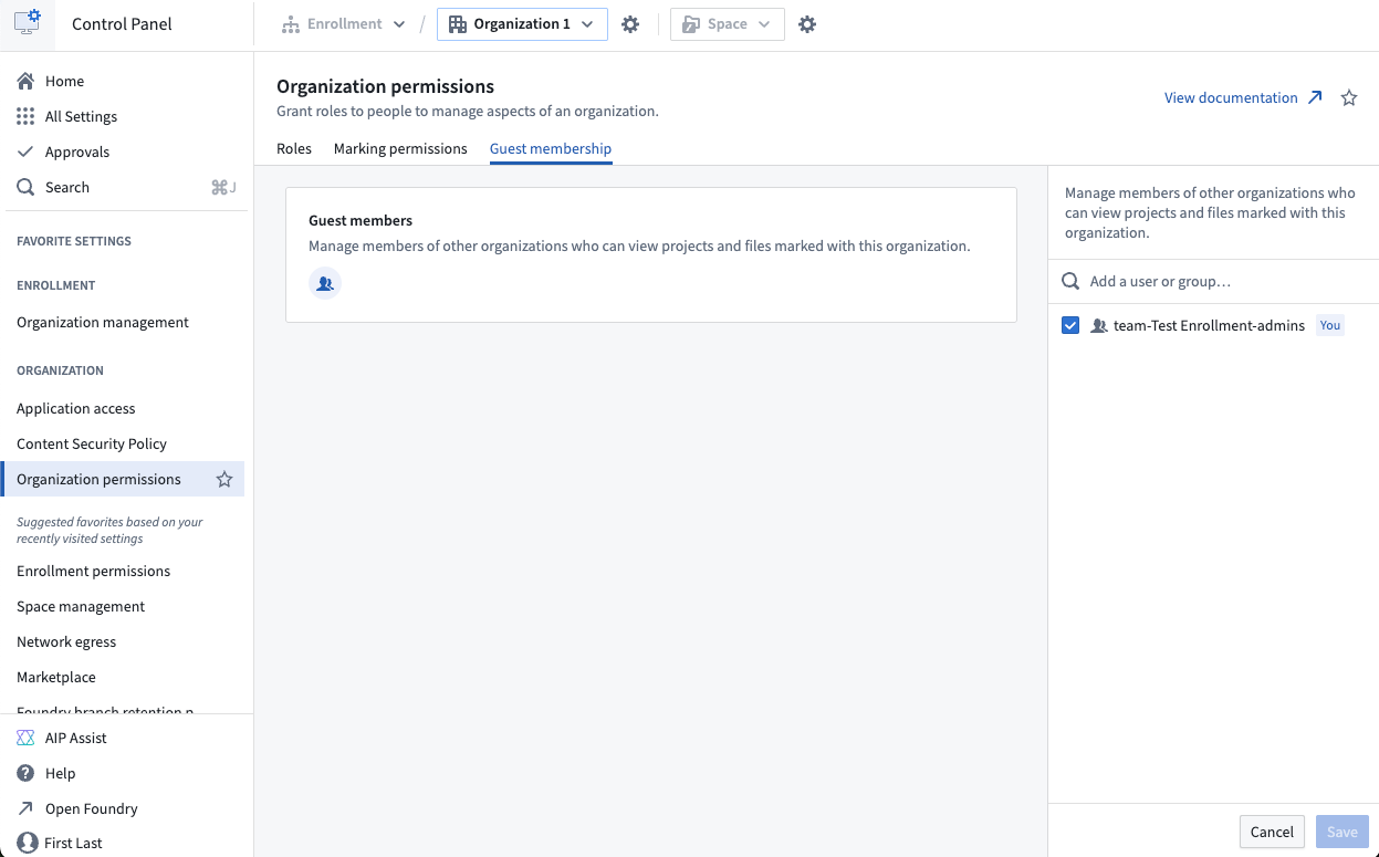 Manage organization guest membership
