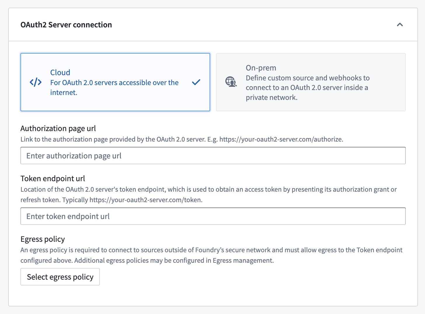 A view in Control Panel of the configuration options available for cloud-based outbound applications. 