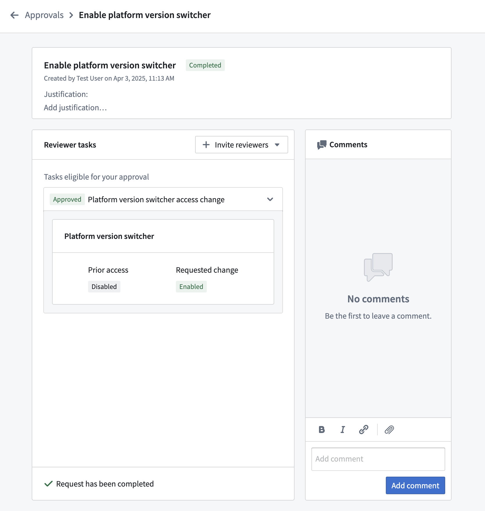 Platform version switcher request