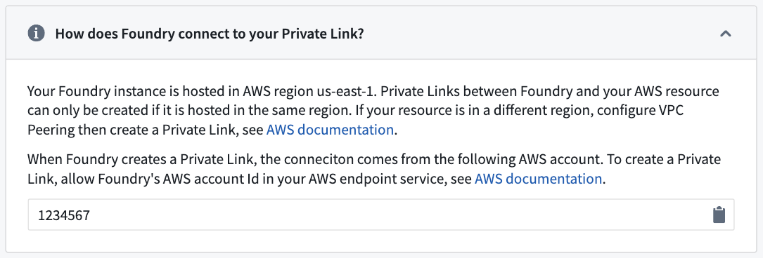 A Control Panel callout displaying the Palantir platforms' AWS account.