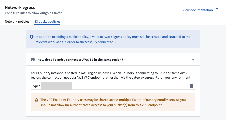 A string value is exposed to the user so that they may copy and paste from Foundry to their AWS account