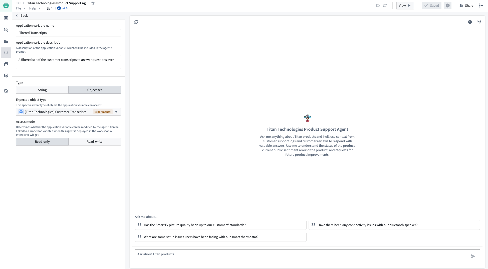 An example of what the application state configuration panel might look like.