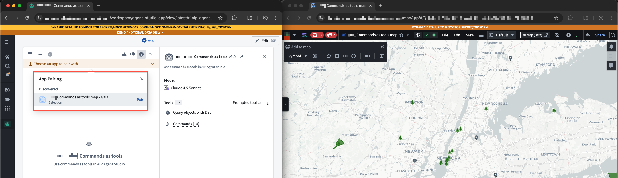 A user pairs their agent with a Gaia map.