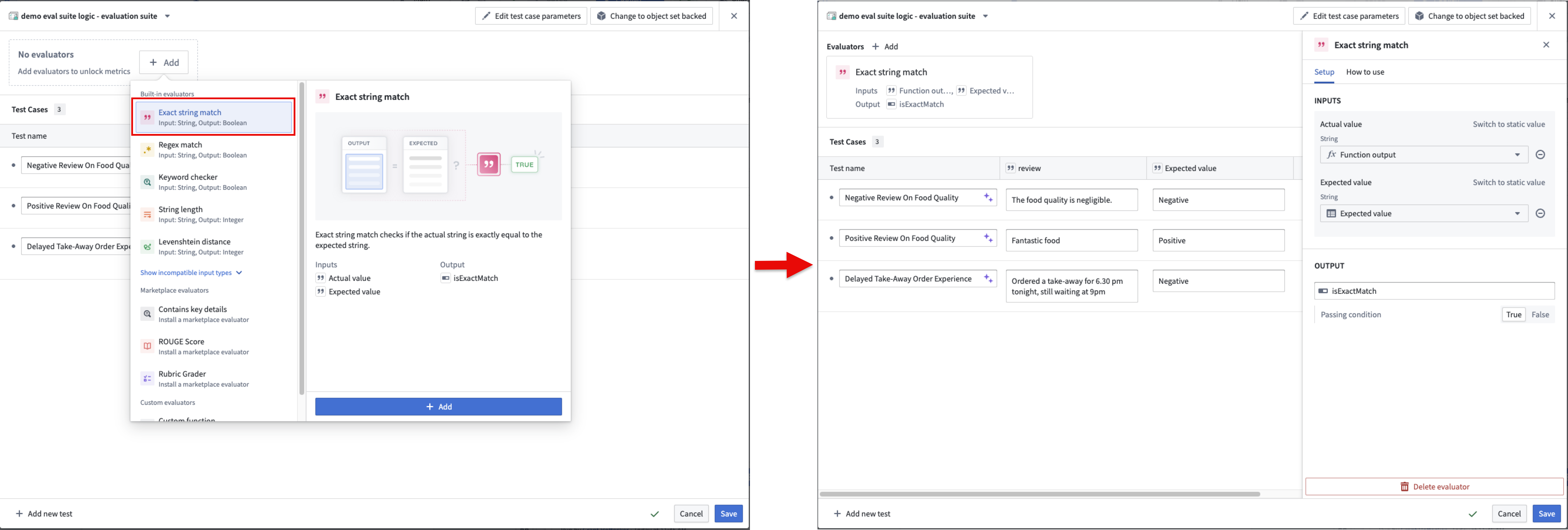 Add exact string match evaluator.