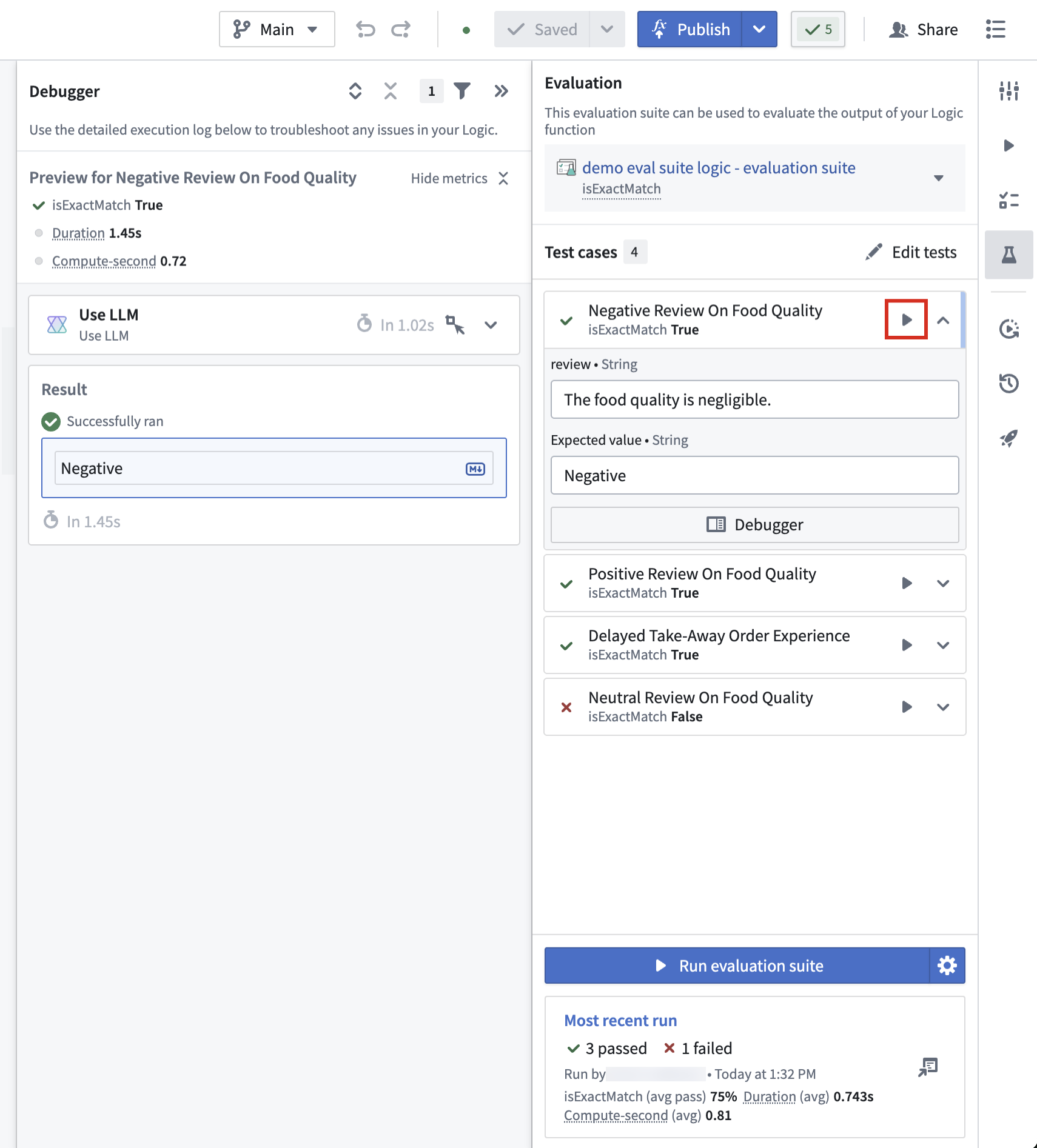 Execute a single test case.
