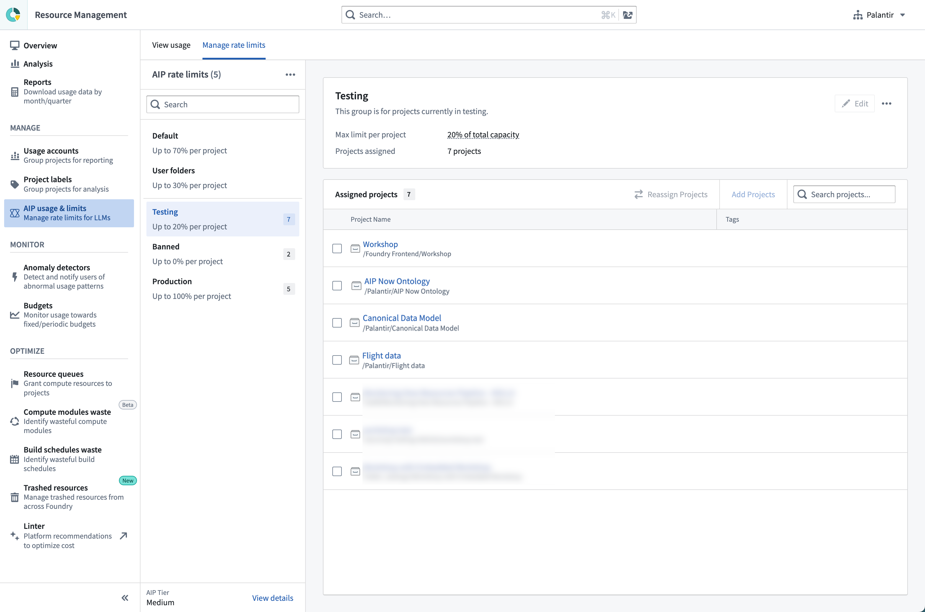 Check rate limits for your models on the AIP rate limits page in the Resource Management application.