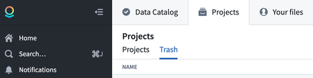 Projects trash view