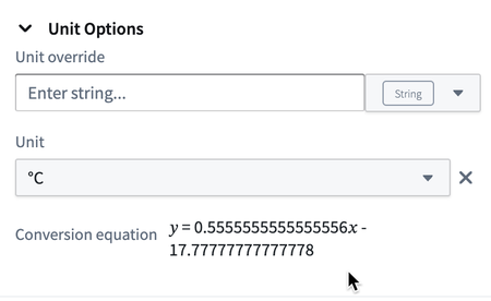 Time series unit override