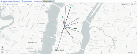 A preview of the geospatial datapoints selected from a dataset.