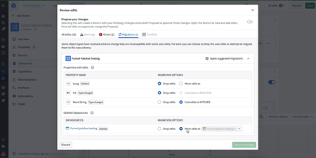 Improved schema migrations interface for Ontology Manager.